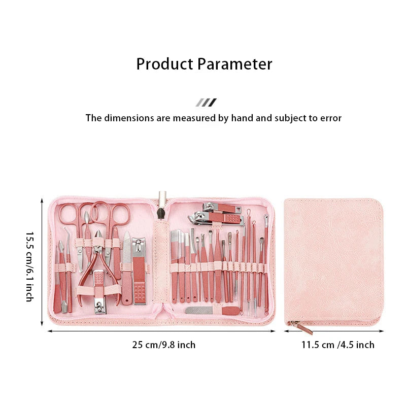 Ensemble d'outils de manucure coupe-ongles 30 pièces, avec étui de voyage Portable, pinces à cuticules et Kit de coupe, coupe-ongles professionnel