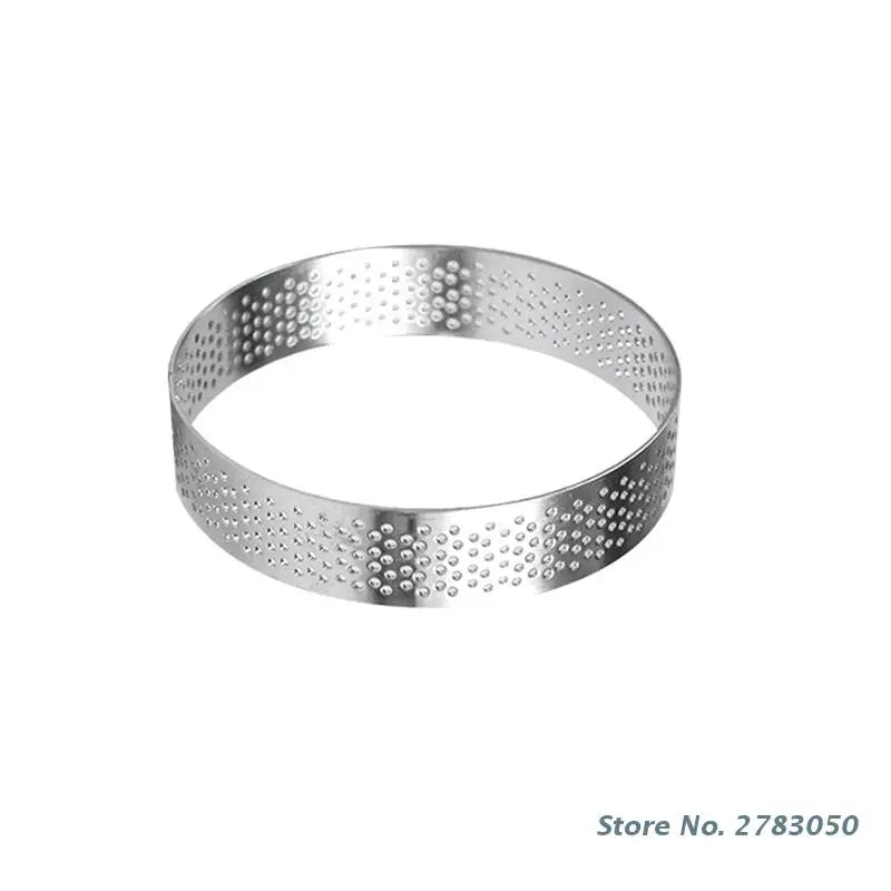 Anneau de tarte circulaire pour Dessert français, en acier inoxydable, perforé, tarte aux fruits, Quiche, moule à Mousse, de cuisine, 9 tailles, 1 pièce