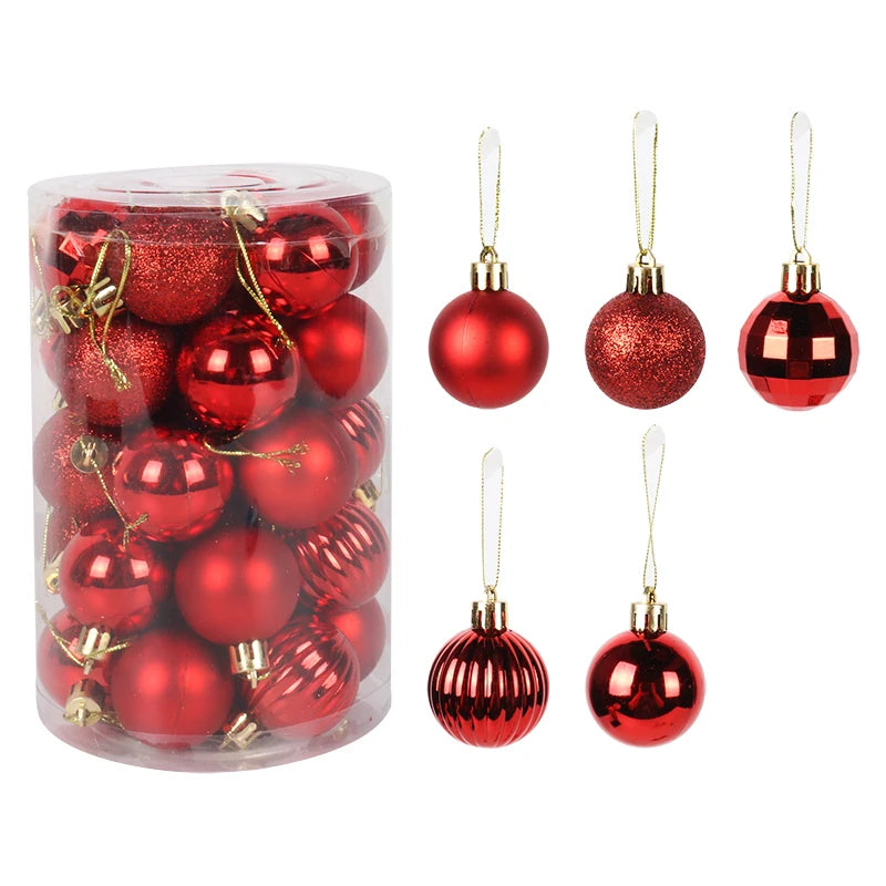 34 pièces boules de plastique de Noël arbre de Noël suspendus ornement boule de pendentif