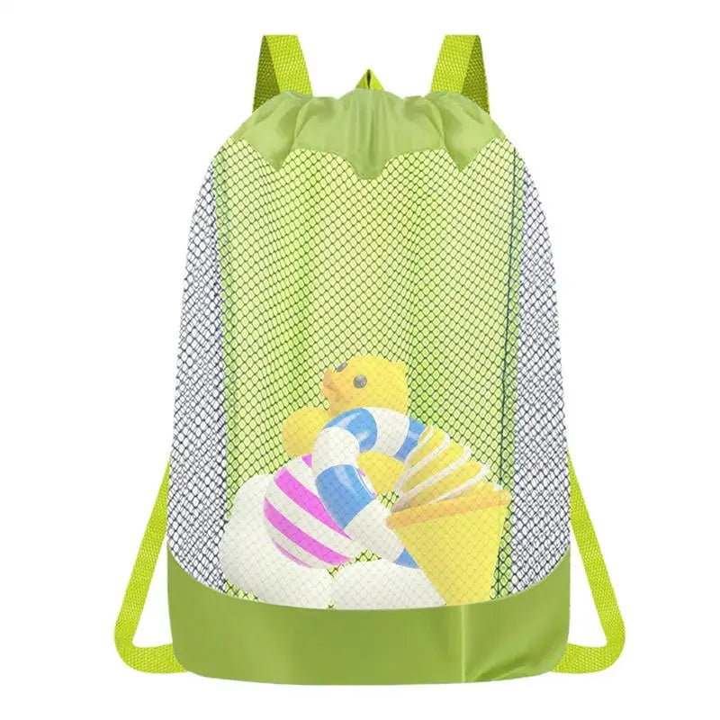 Sac à dos de plage à cordon de serrage, sac à dos de plage, organisateur multifonctionnel, sac à dos en maille pour boîte à sable, serviettes, maillots de bain, collations