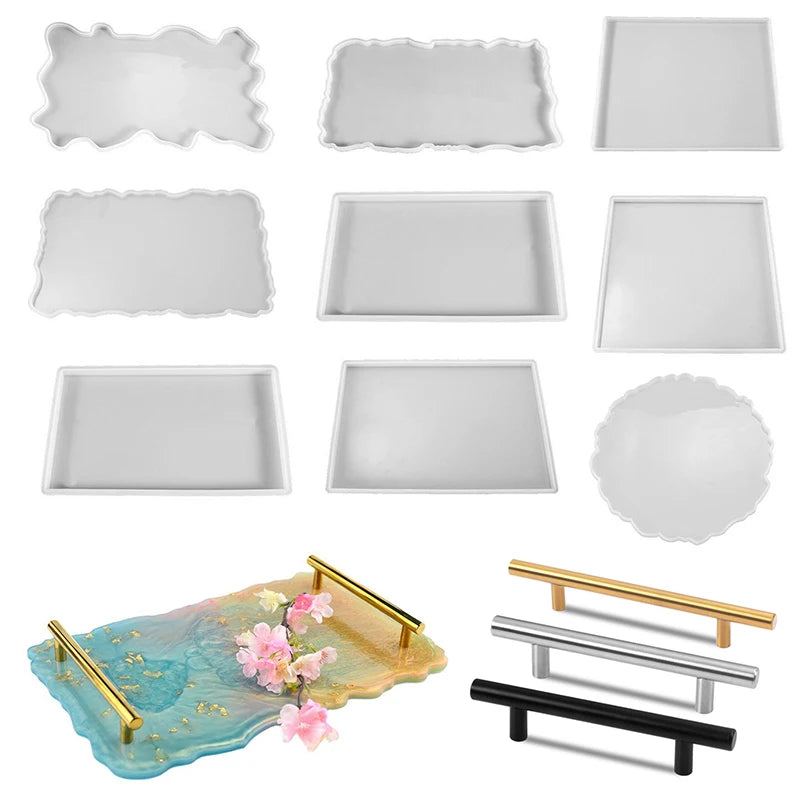 Plateau en résine époxy, moule en Silicone, grand rectangle, assiette à thé, dessous de verre, moule en résine pour la décoration de la maison, fabrication artisanale, fournitures d'art