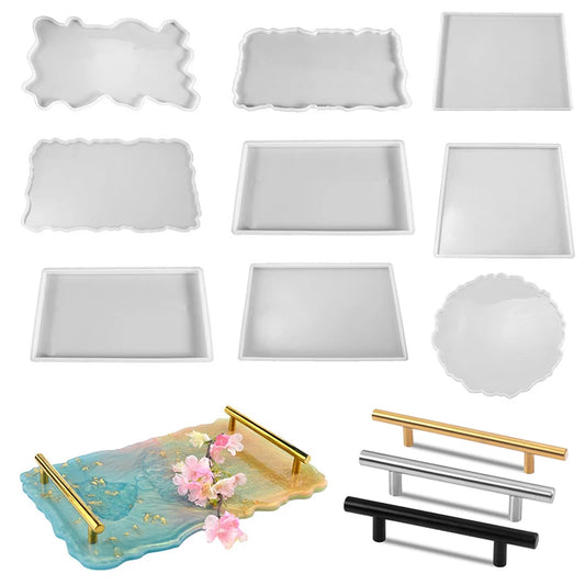 Plateau en résine époxy, moule en Silicone, grand rectangle, assiette à thé, dessous de verre, moule en résine pour la décoration de la maison, fabrication artisanale, fournitures d'art