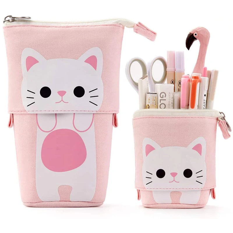 Kawaii – trousses à crayons pour filles et garçons, boîte à crayons en forme de chat mignon avec fermeture éclair, fournitures scolaires, papeterie cadeau, pochettes Pop Up, Trousse Scolaire