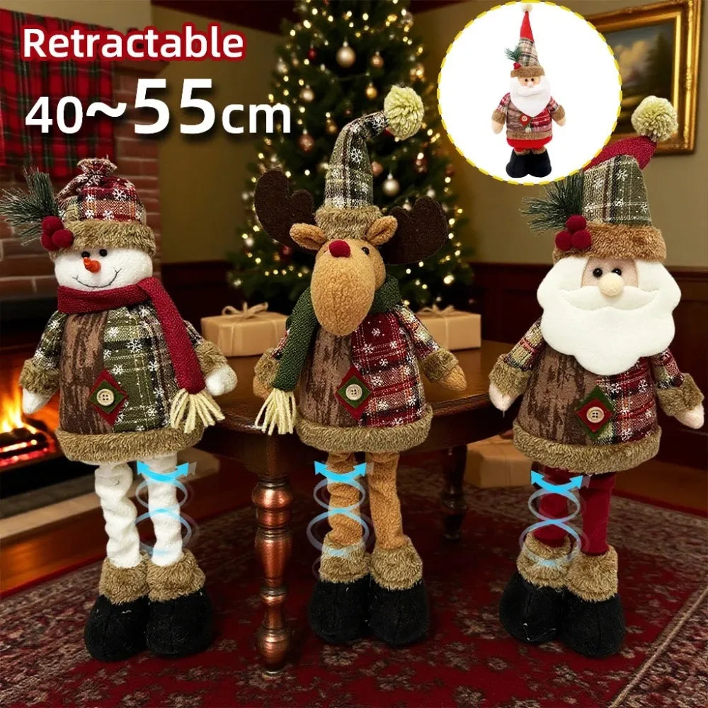 Poupée père noël bonhomme de neige Elk, peluche extensible