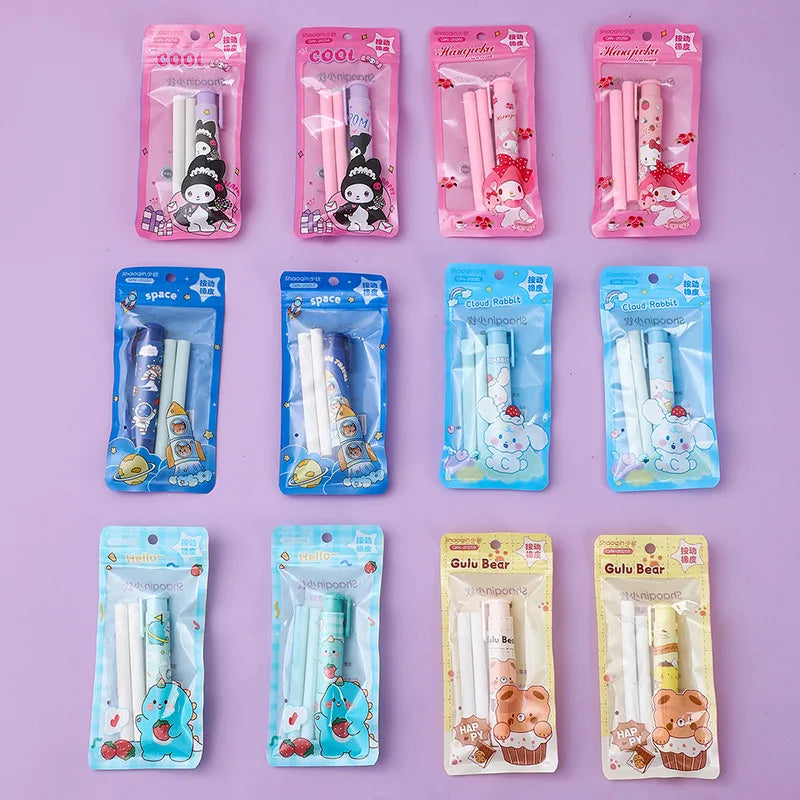 3 ensembles de gommes à pression créatives de dessin animé, produits spéciaux pour enfants de la maternelle et de l'école primaire, gomme mignonne