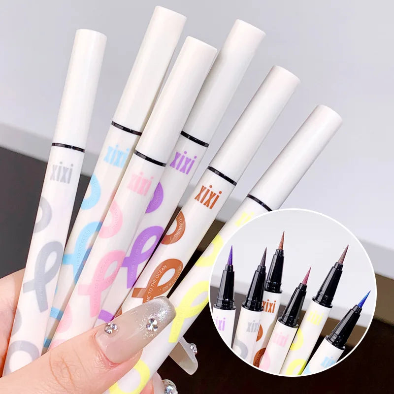 Crayon Eyeliner Liquide Nacré Mince, 6 Couleurs, 3 en 1, Brcorporelle, Ver à Soie, Bâton d'Ombre à Paupières, Lisse et Durable, Maquillage Eyeliner Pailmétrage