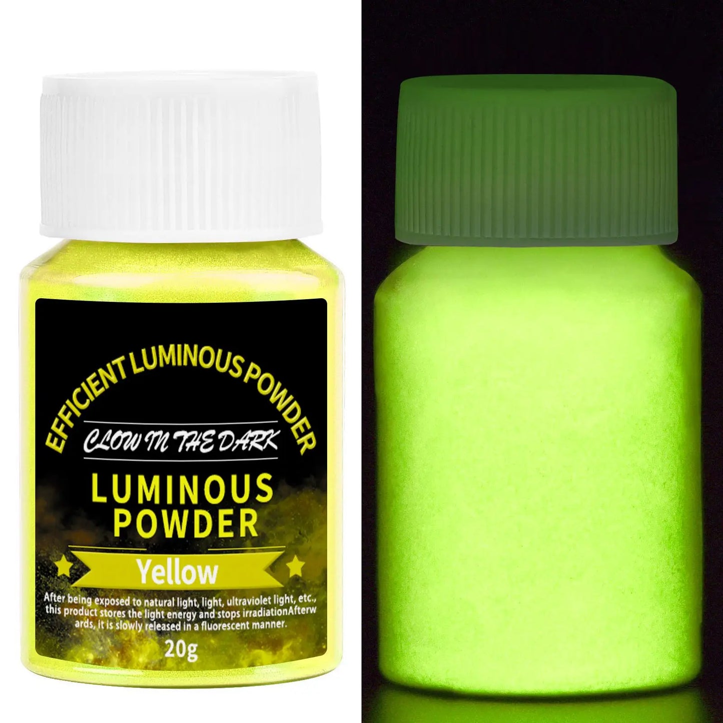 Peinture en poudre lumineuse longue durée, 20g, résine époxy, Pigment qui brille dans la nuit, poudre fluorescente, remplissage pour la fabrication de bijoux à faire soi-même