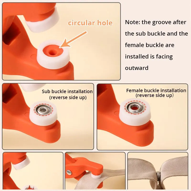 Kit professionnel de 50 boutons-pression métalliques accompagné d'une pince manuelle ergonomique pour une fixation précise et fiable