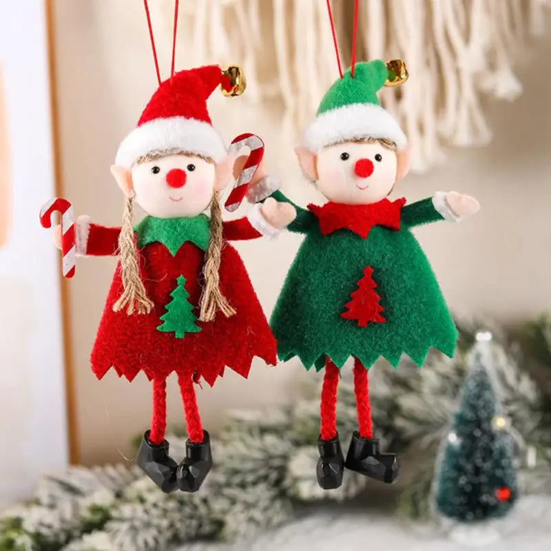 Poupées en peluche elfes de Noël, suspendus, décor d'arbre de Noël