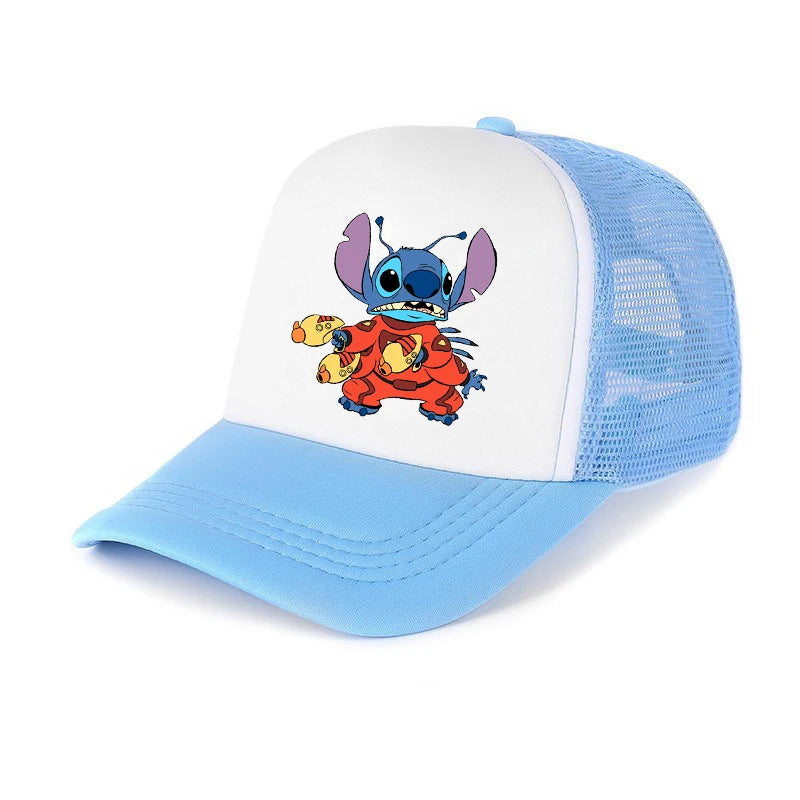 Casquette de baseball Stitch pour garçons et filles, chapeau de soleil en maille imprimé hip-hop décontracté unisexe à protection réglable, chapeau classique à visière en coton