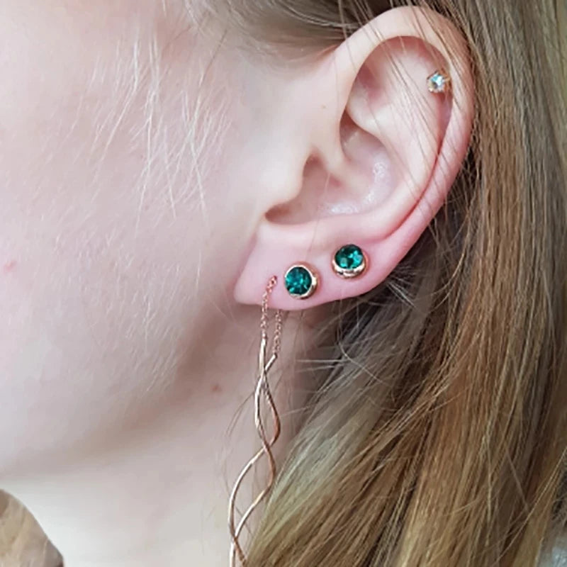 DFE270M – boucles d'oreilles classiques en zircone cubique pour femmes, simples, accessoires, bijoux à la mode, couleur or Rose