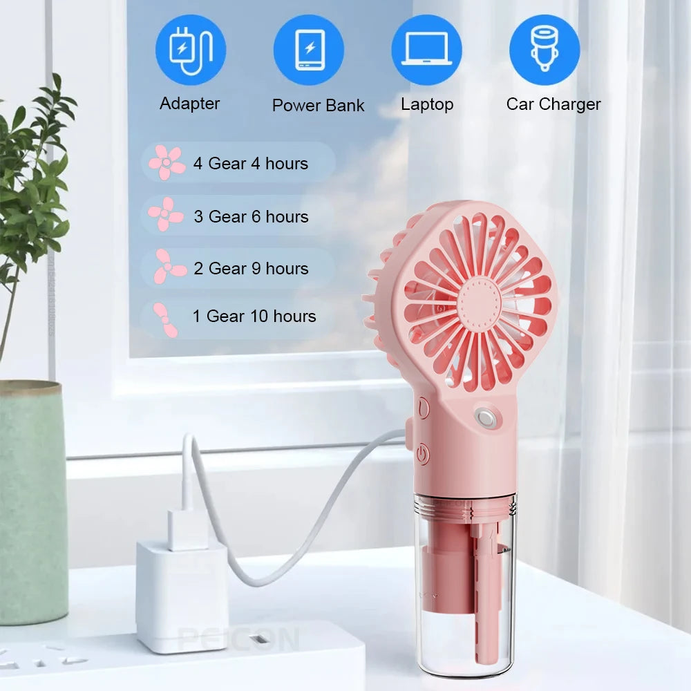 Ventilateur humidificateur Portable Mini ventilateur de brume portatif ventilateur portatif Rechargeable par USB avec humidificateur Mini ventilateur à main de jet d'eau