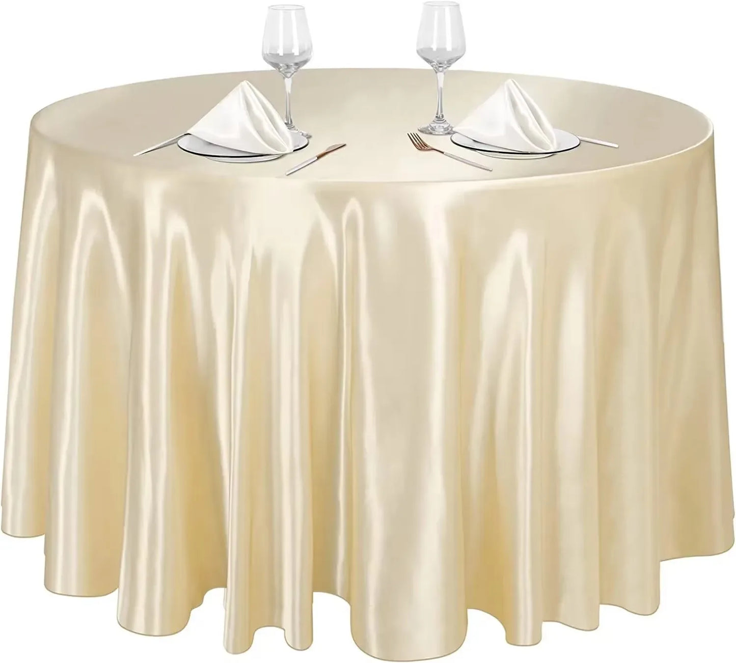 Nappe ronde en satin, couverture de table en soie brillante or rose