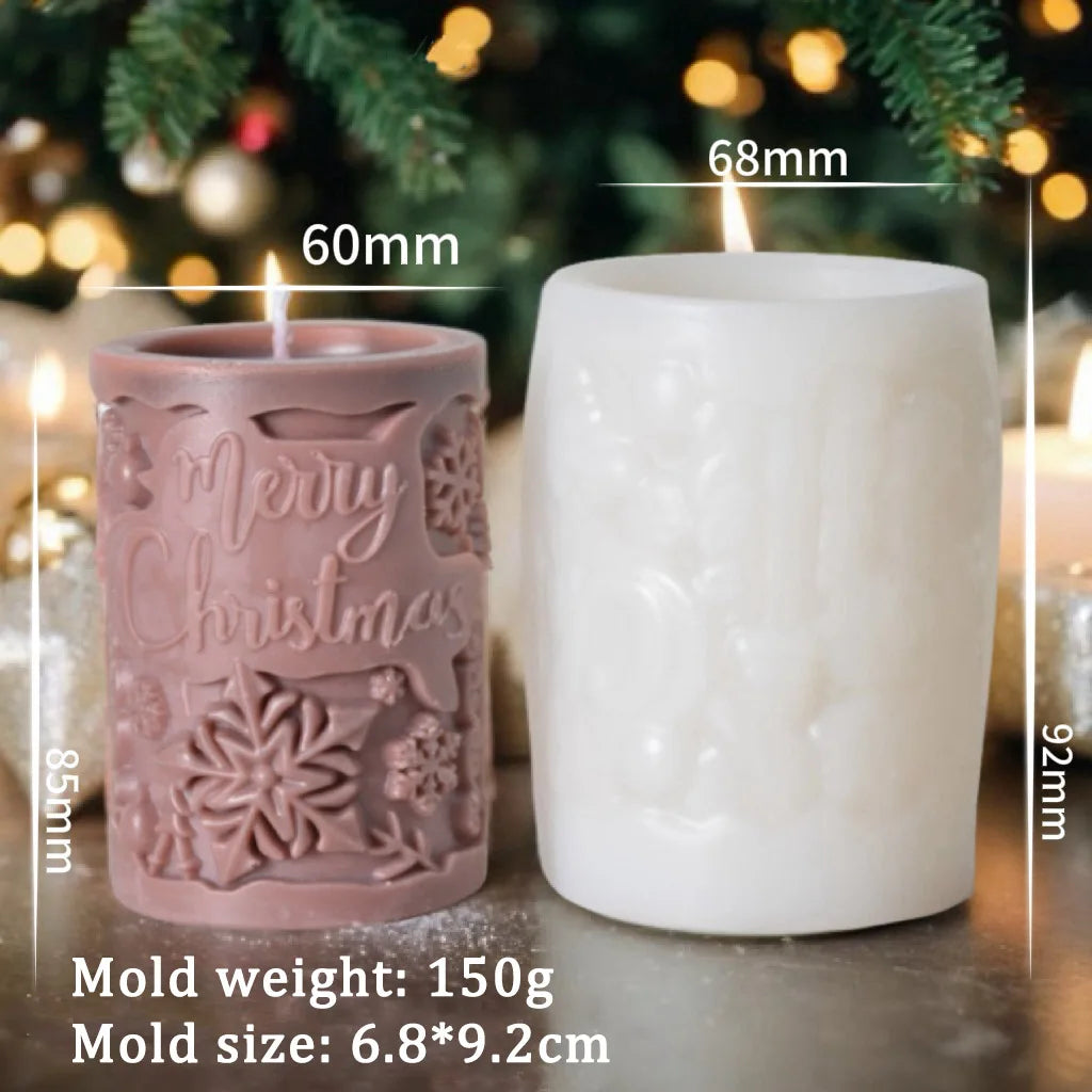 Bonhomme de neige flocons de neige motif bougie cylindrique moule en Silicone joyeux noël