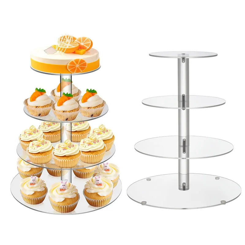 Support à cupcakes rond en acrylique à 3/4/5 niveaux
