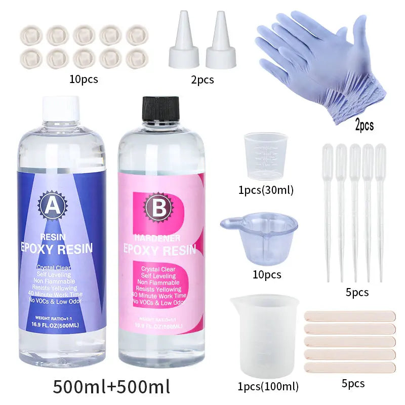 Kit de résine époxy transparente 1:1, haute brillance et bulles, fournitures d'art gratuites pour revêtement et moulage, fabrication de bijoux artisanaux à faire soi-même