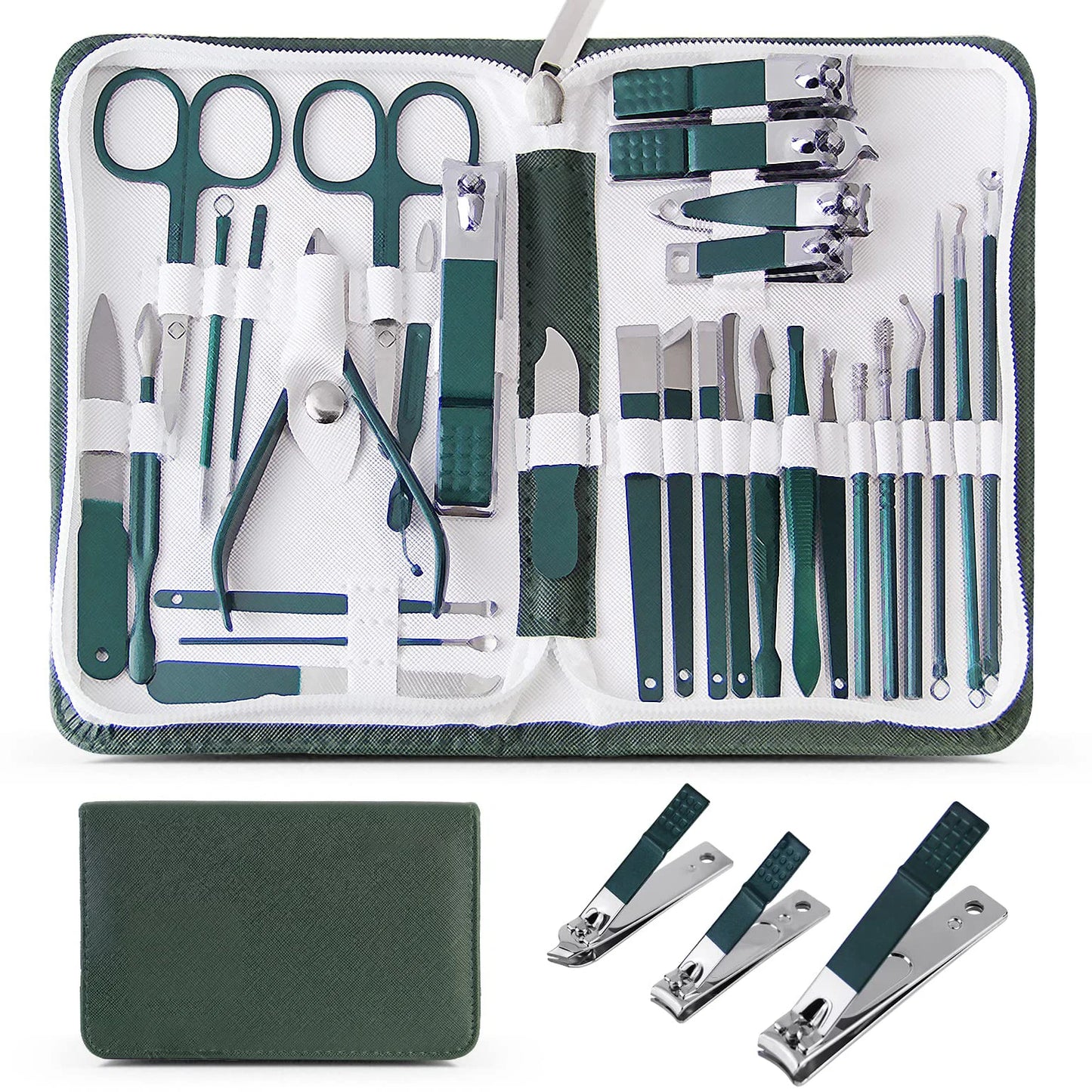 Ensemble d'outils de manucure coupe-ongles 30 pièces, avec étui de voyage Portable, pinces à cuticules et Kit de coupe, coupe-ongles professionnel