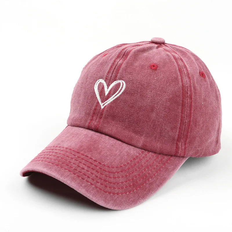 Casquette Homme printemps/été chapeau femme brodé coeur de pêche lavage Denim Baseball chapeau décontracté Version coréenne mince Gorras