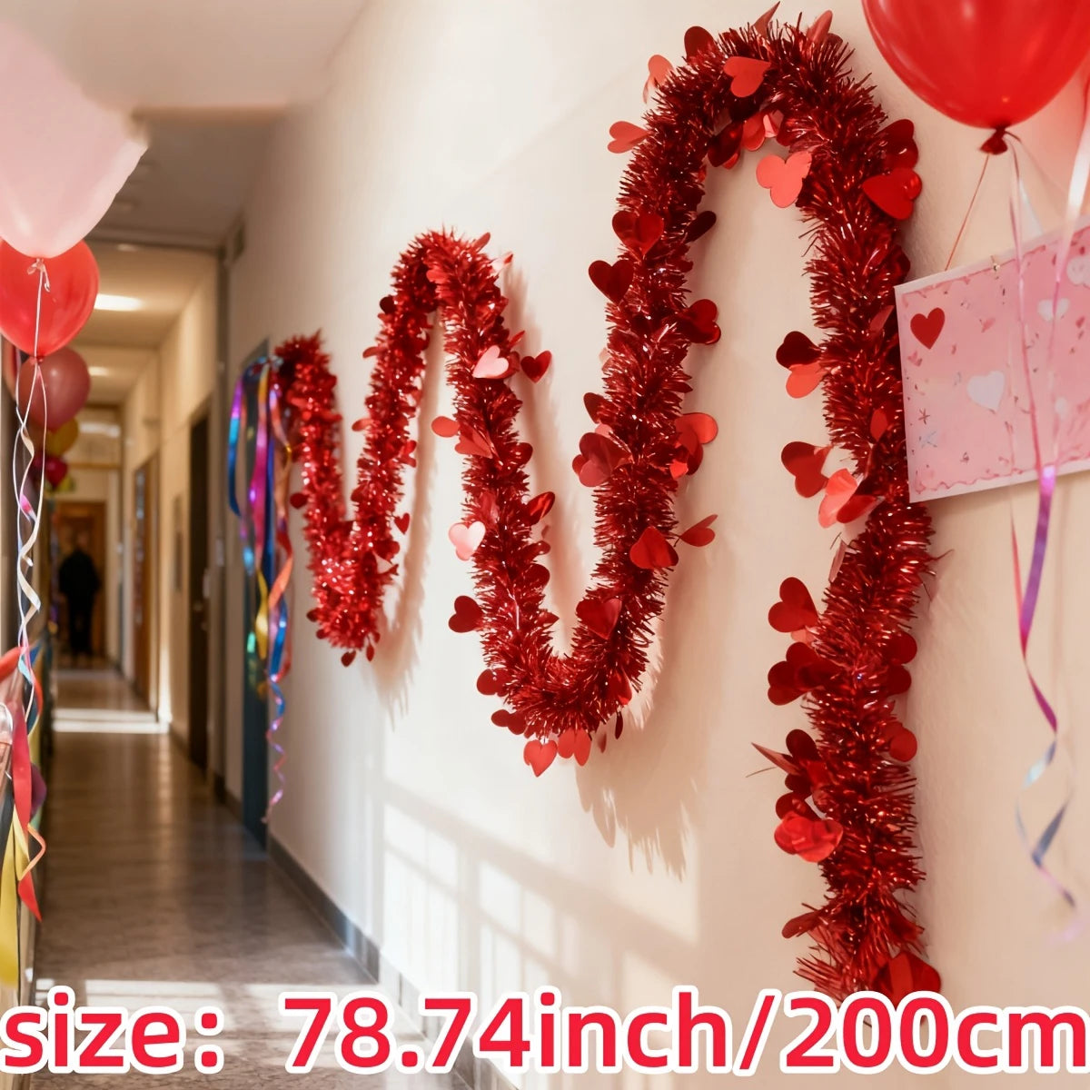 Guirlande de ruban suspendu en forme de cœur pour la saint-valentin, 4M