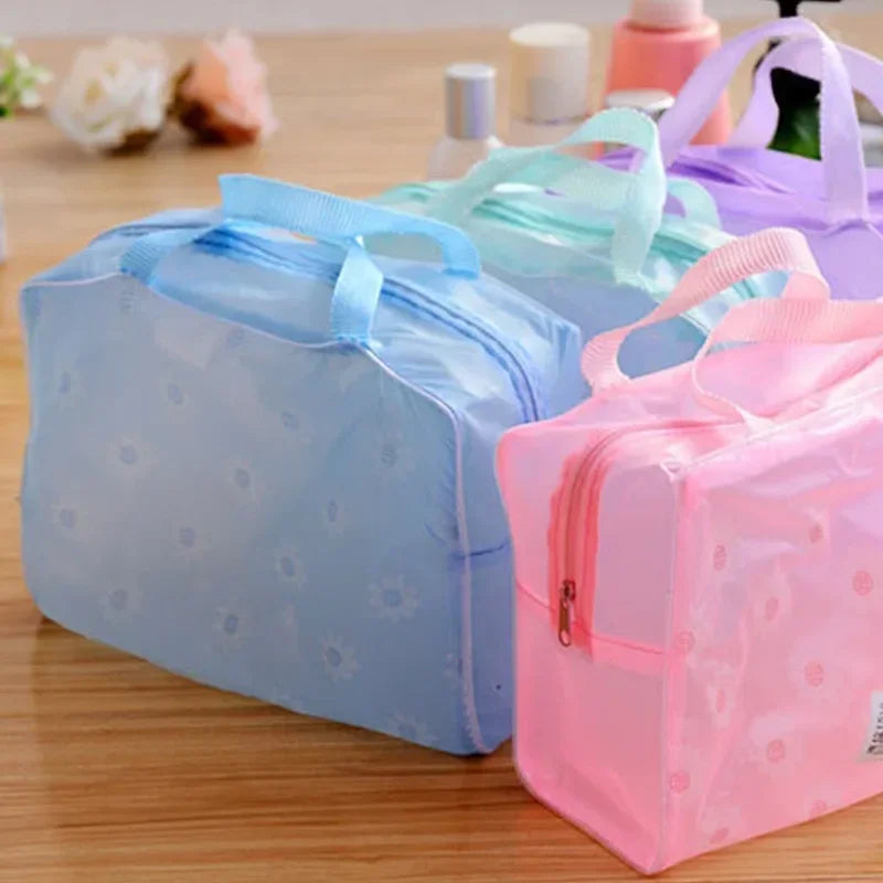 Trousse de toilette transparente en PVC pour femme, trousse de maquillage, sac de rangement pour le bain, sac à cosmétiques de voyage floral, étanche, 5 couleurs