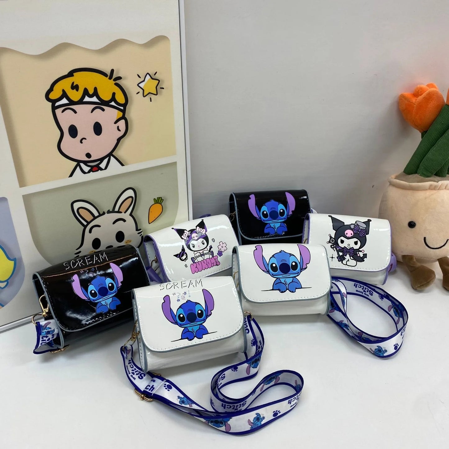 Sac à bandoulière Anime Kuromi Stitch, mini sacs à bandoulière