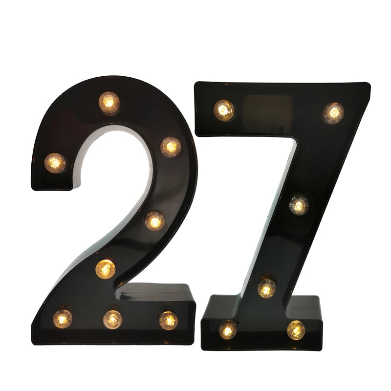 2 pièces 18 21st 30th 40th 50th 60th noir numéro LED chaîne veilleuse lampe joyeux adulte anniversaire fête décoration
