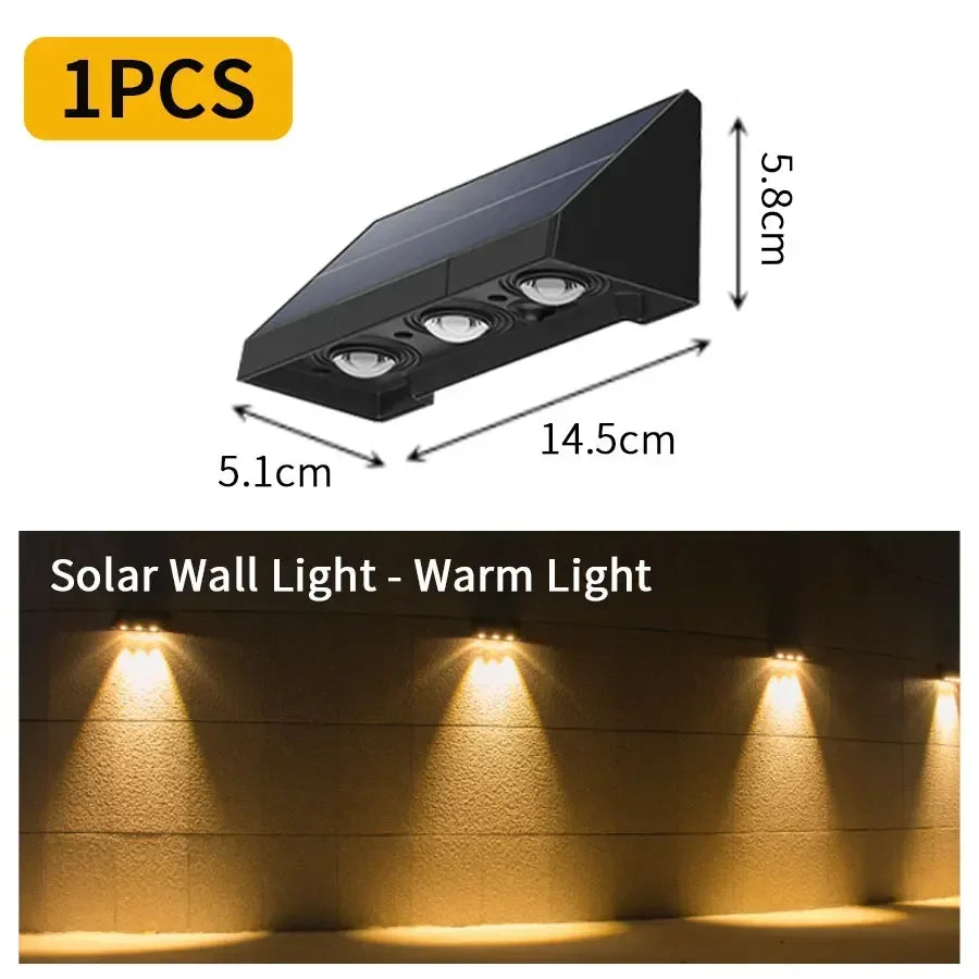 1pc applique murale solaire éclairage extérieur IP54 lampe à LED étanche ampoule éclairage automatique la nuit pour jardin cour ou balcon