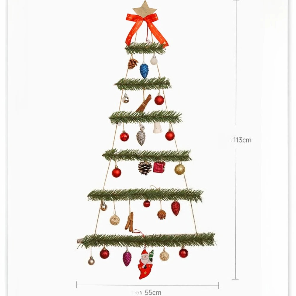 110 cm forme d'arbre de Noël avec lumières lumineuses boules de noël pendentif mural pomme de pin