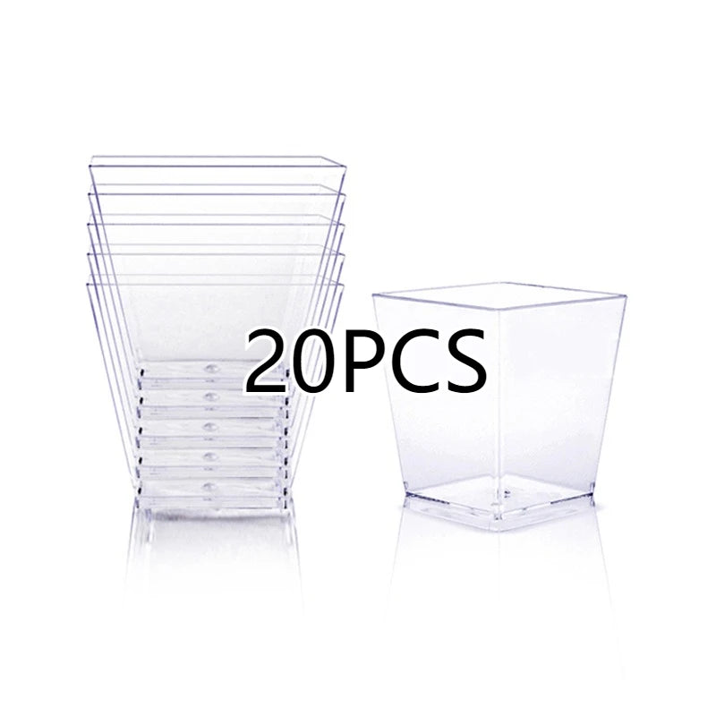 Gobelets à Dessert jetables transparents de 60ml, Mini tasses trapézoïdales, conteneurs pour desserts de fête de Restaurant, crème glacée, 10/20 pièces.