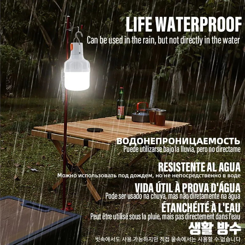 Ampoules LED rechargeables par USB pour l'extérieur, haute luminosité, lumière de secours, crochet, camping, pêche, lanterne portable, veilleuses