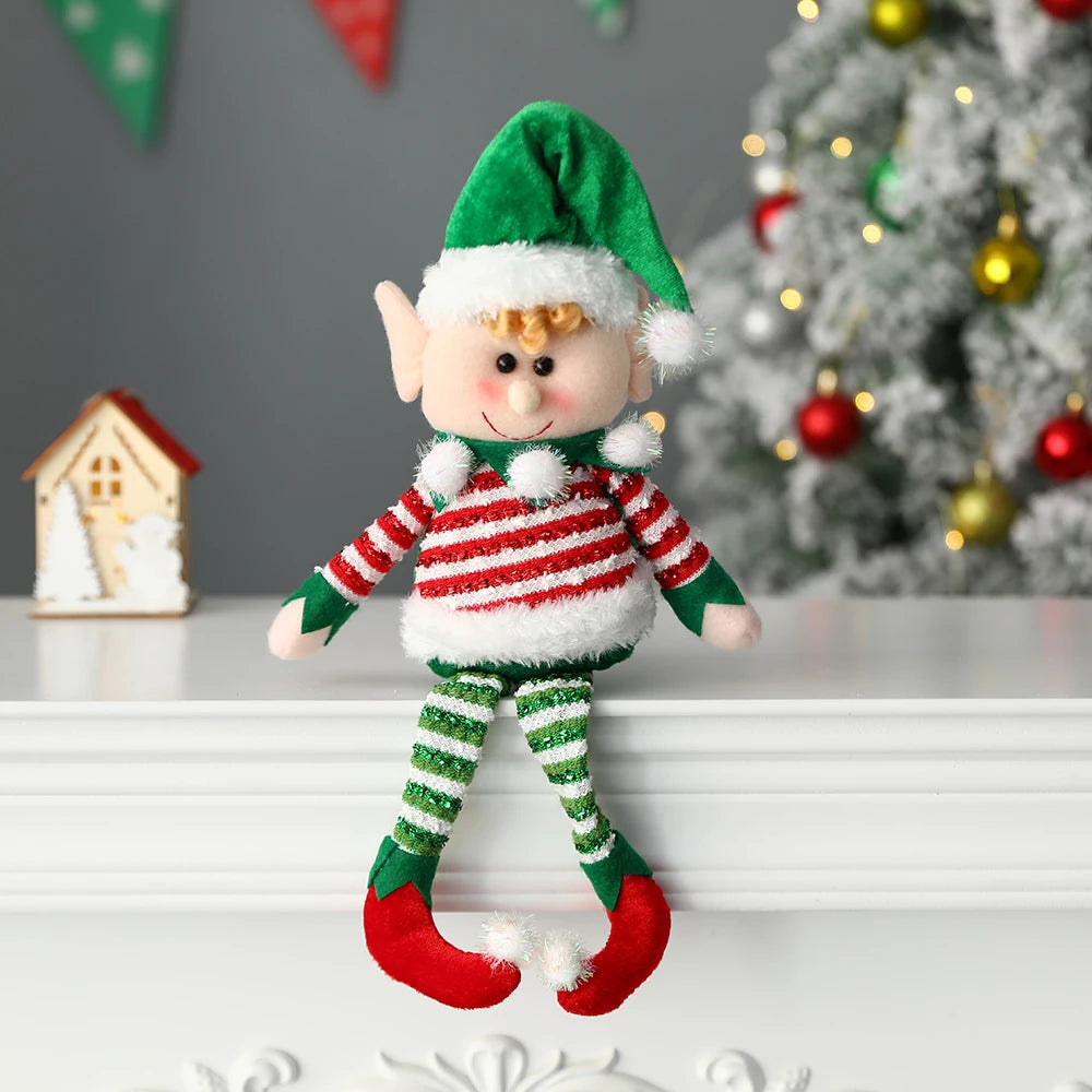 Poupée elfe de Noël à longues jambes, ornements rouge vert pour garçons et filles