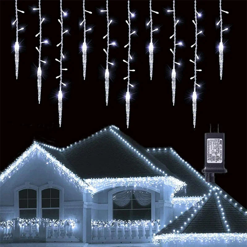 Guirlande de noël LED rideau de glaçons guirlandes lumineuses