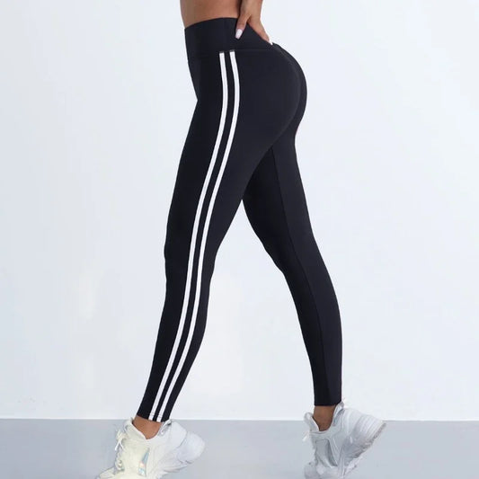 Leggings de Yoga pour femmes, pantalons de sport Slim rayés, taille haute, levage des hanches, collants décontractés, entraînement, course à pied, extensibles