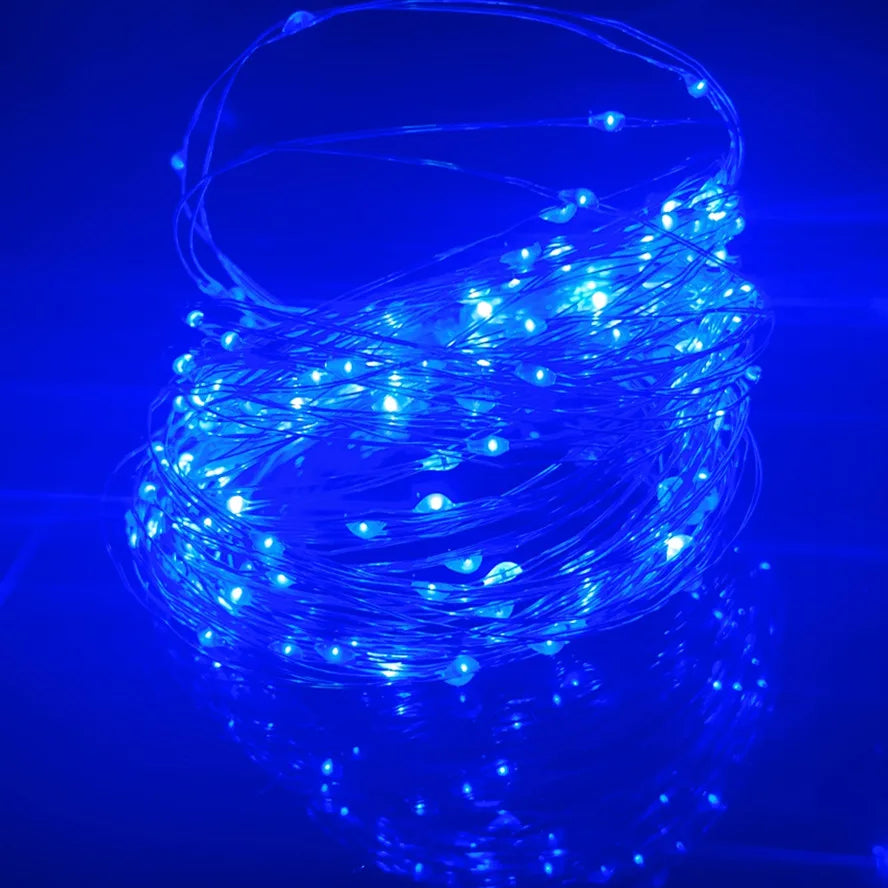 Guirlande lumineuse féerique Led en fil d'argent, alimentée par USB, étanche, pour l'extérieur, pour fête de noël, mariage, décoration DIY