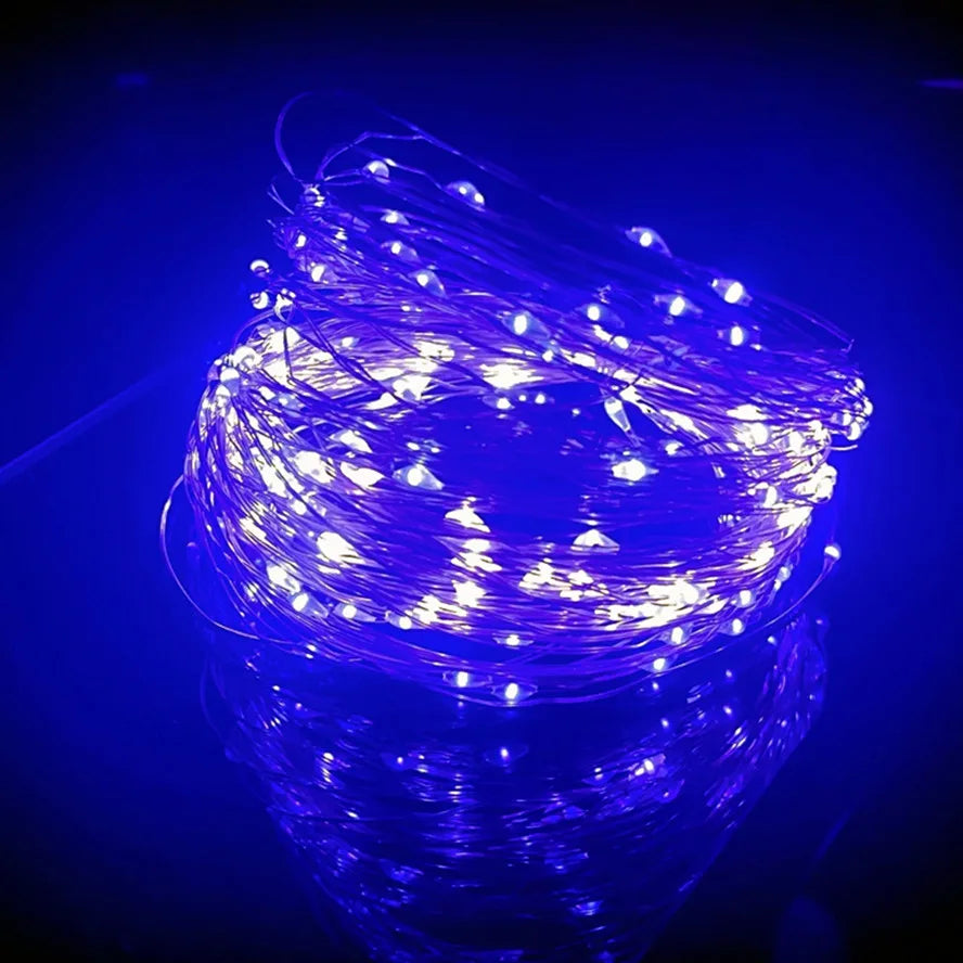 Guirlande lumineuse féerique Led en fil d'argent, alimentée par USB, étanche, pour l'extérieur, pour fête de noël, mariage, décoration DIY