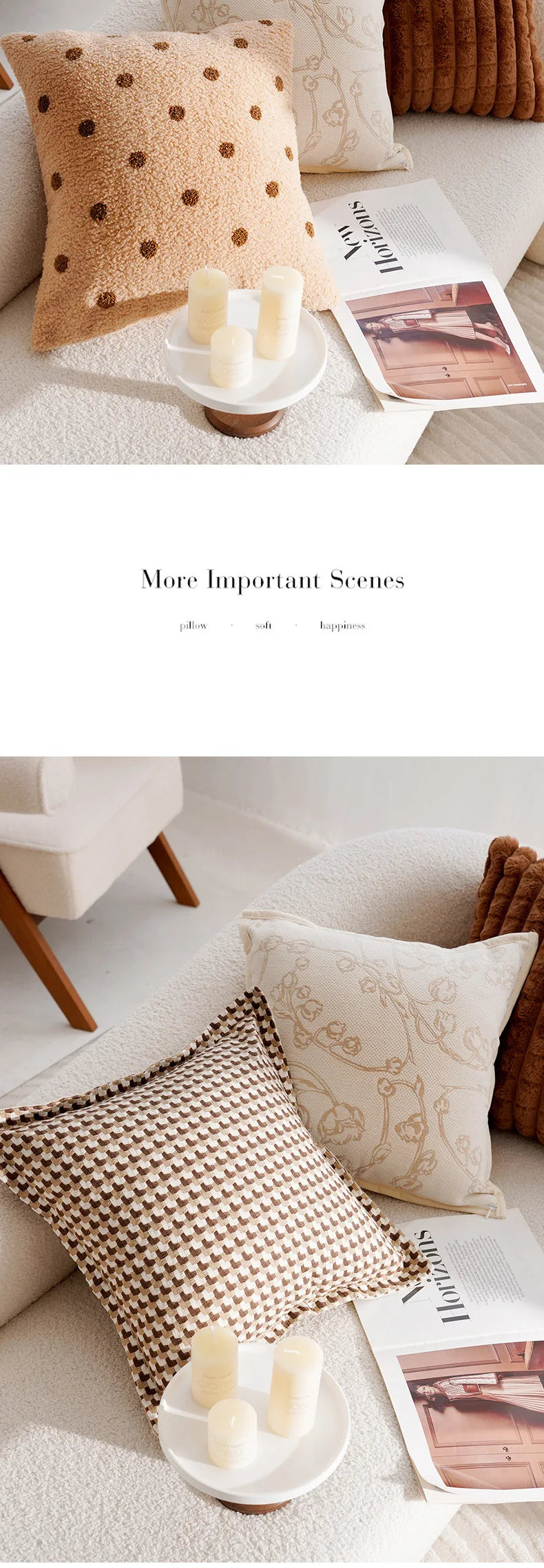 Housse de coussin de luxe légère, 30x50/45x45CM