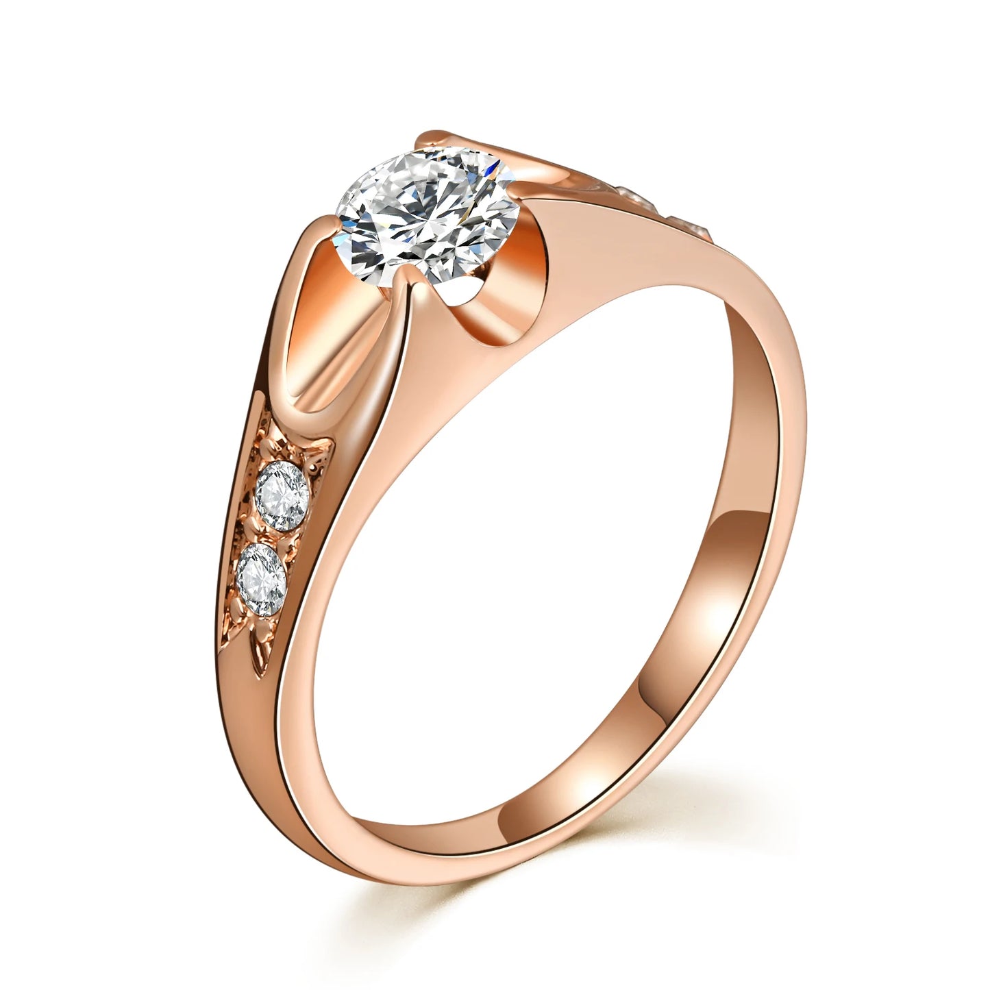 Bague de mariage en Zircon pour femmes, anneau de fiançailles, cubique, or Rose, tendance, bijoux, cadeaux, R249
