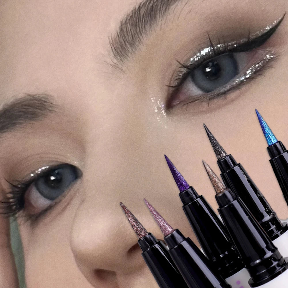 Crayon Eyeliner Liquide Nacré Mince, 6 Couleurs, 3 en 1, Brcorporelle, Ver à Soie, Bâton d'Ombre à Paupières, Lisse et Durable, Maquillage Eyeliner Pailmétrage