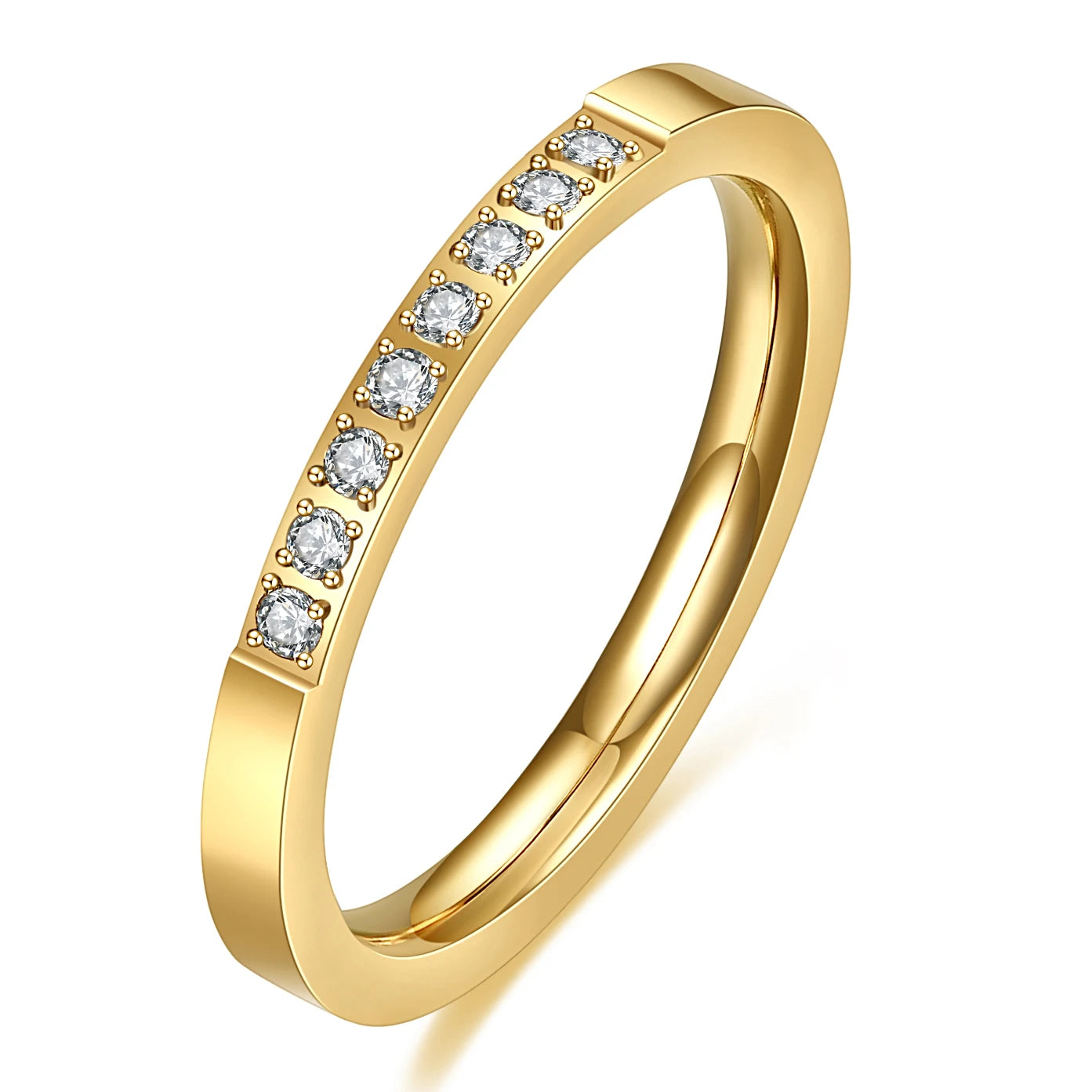 Petites bagues de fiançailles en acier inoxydable pour femmes, serties de canal en Zircon CZ