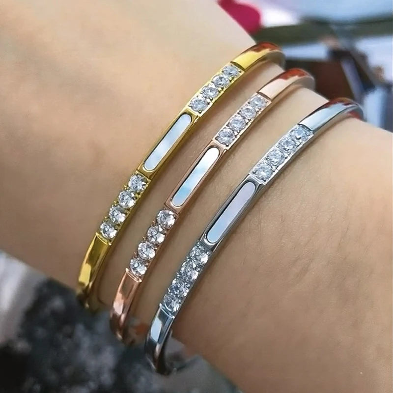 Bracelet en zircone cubique , en acier inoxydable