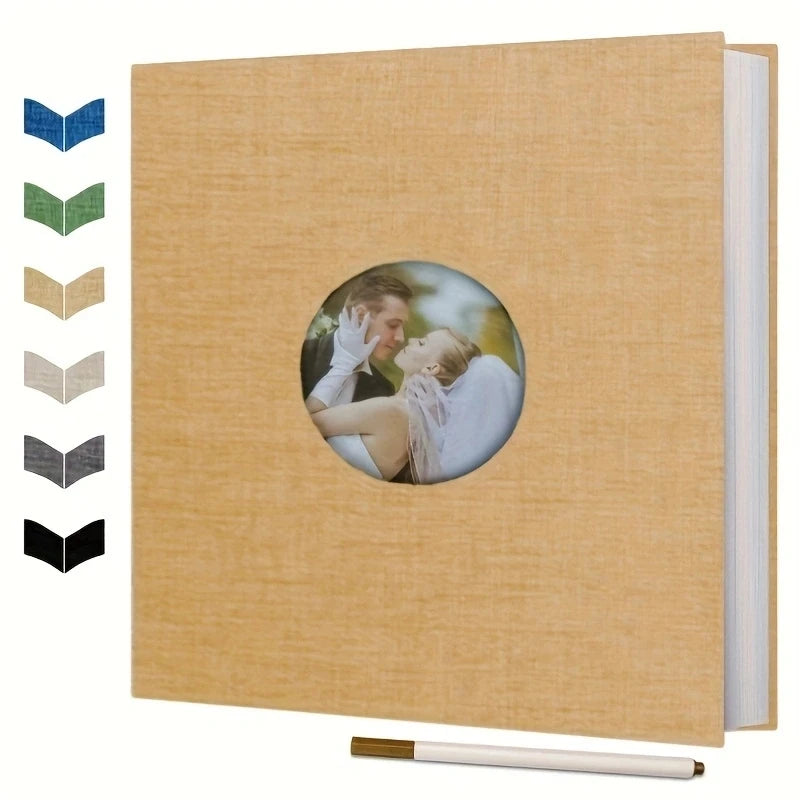 Album Scrapbook auto-adhésif pour photos 4 × 6 5 × 7 8 × 10, couverture en lin magnétique, 40 pages, cadeau de mariage familial avec stylo en métal et