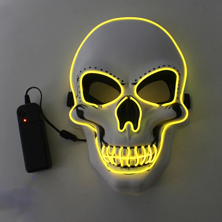 Masque de crâne d'horreur d'halloween, masque à lumière froide LED, masque de Cosplay, décoration de fête d'halloween, masques de crâne lumineux