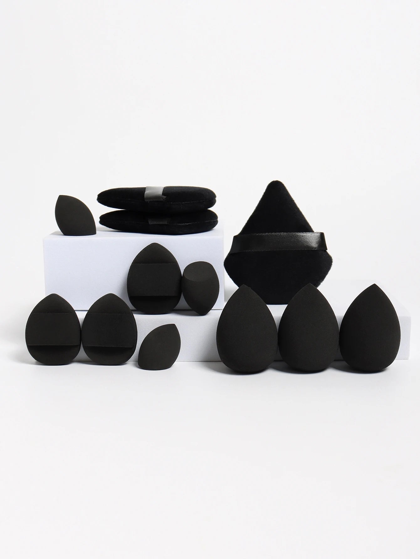 Ensemble d'éponges de maquillage polyvalentes, faites de 3 bouffées de poudre adt, 3 mini bouffées de coussin d'air, 3 œufs de beauté et 3 mini beauté, 12 pièces