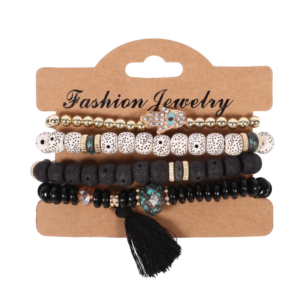 Ensemble de bracelets bohème en perles faites à la main pour femmes, chaîne de perles colorées d'été, accessoires de bijoux Boho pour hommes