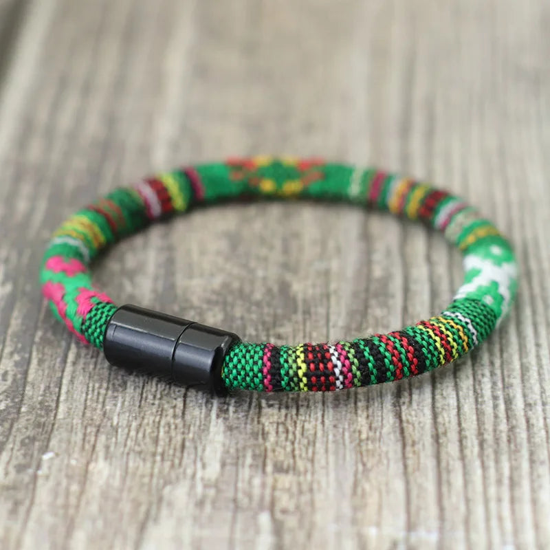 Bracelet bohème Tissu hommes Magentic porte-bonheur