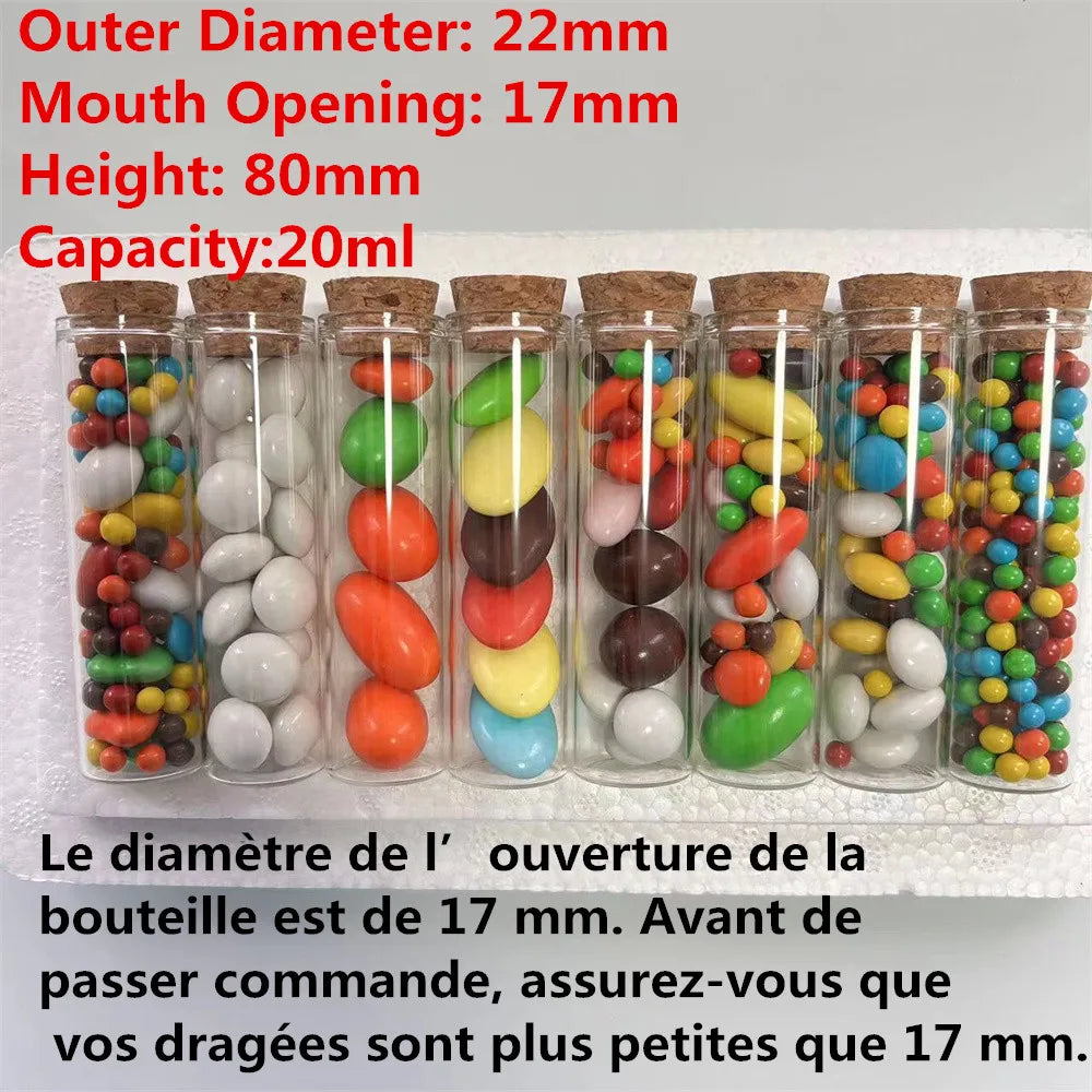 24/50pcs Mini bouteilles en verre avec bouchon en liège bouteilles de message pour la décoration de fête d'anniversaire de mariage pots de bricolage flacons cadeaux