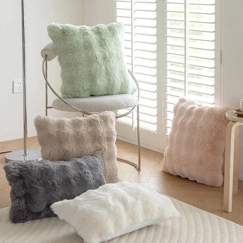 Oreiller en peluche à bulles de fourrure