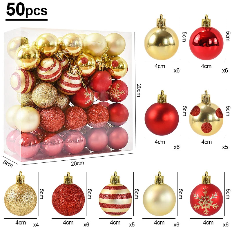 50pcs / boîte - boules de Noël décorations d'arbre de Noël