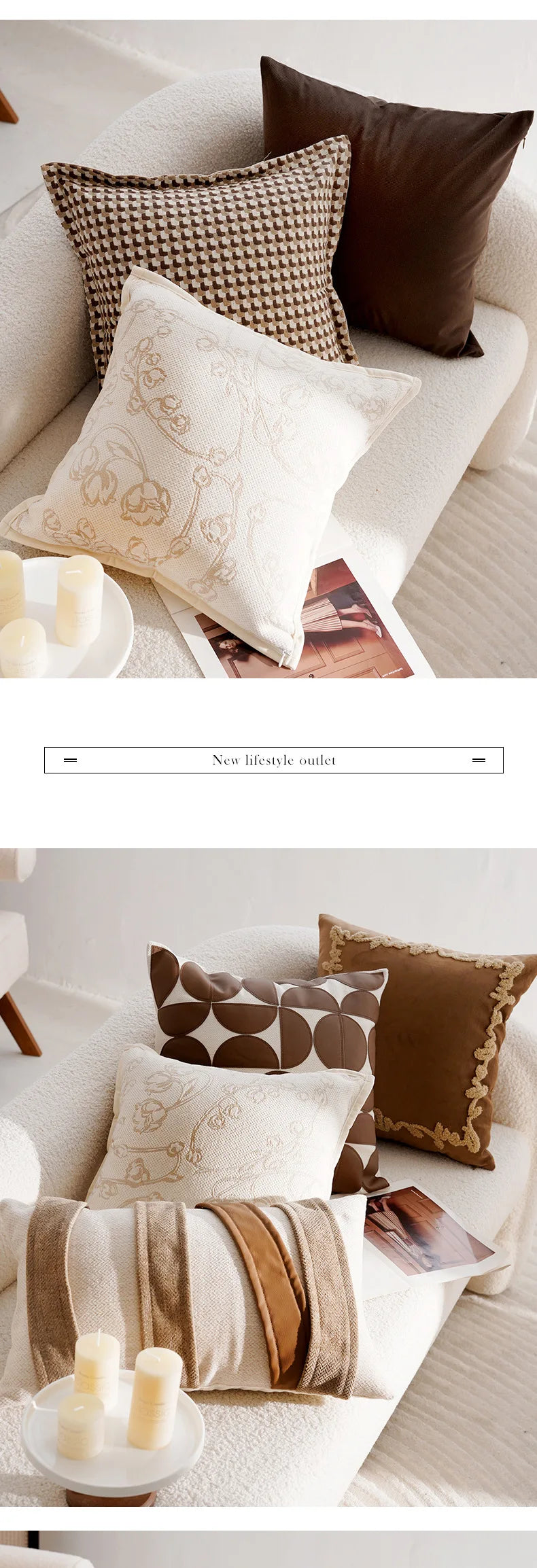 Housse de coussin de luxe légère, 30x50/45x45CM