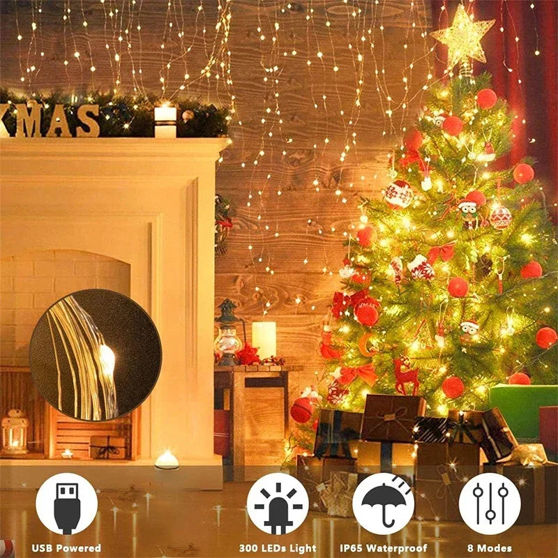 Guirxiété lumineuse LED USB pour décoration de jardin, lampe de guirxiété de vacances, nickel é, maison, fête de Noël, nouvel an, mariage, 3m, 8 modes